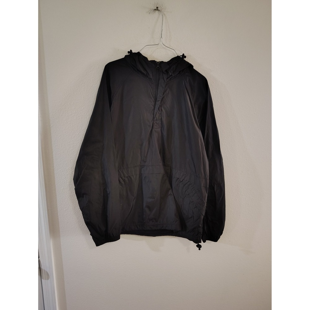 Old Navy Mens‎ Black Hooded Windbreaker Half Zip Mesh Lined Anorak Jacket Small